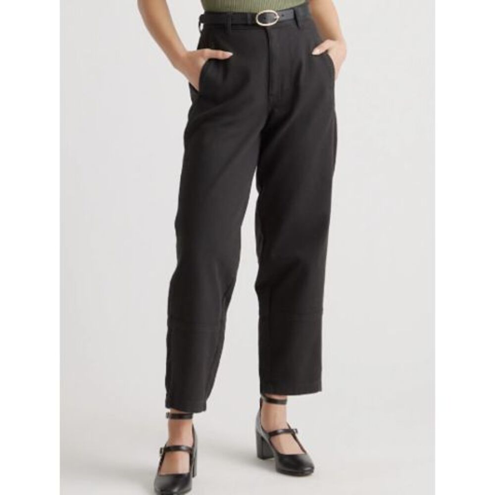 Quince Women's Organic Stretch Cotton Twill Barrel Pants - 27" Black 6